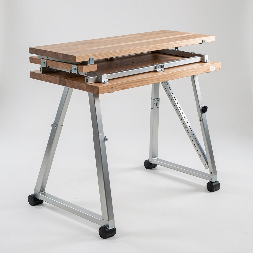 Banc de lucru pliabil Wolfcraft Master 150 cu menghina dubla 60kg, placi de fixare, inaltime reglabila 74–90cm, portabil, lemn de fag si metal