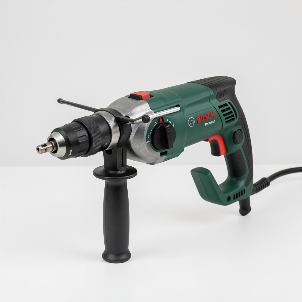 Bormasina cu percuție fără fir Bosch GSB 18V-55 Professional cu acumulator 18V 2Ah, mandrina metalică 13mm, corp verde și negru