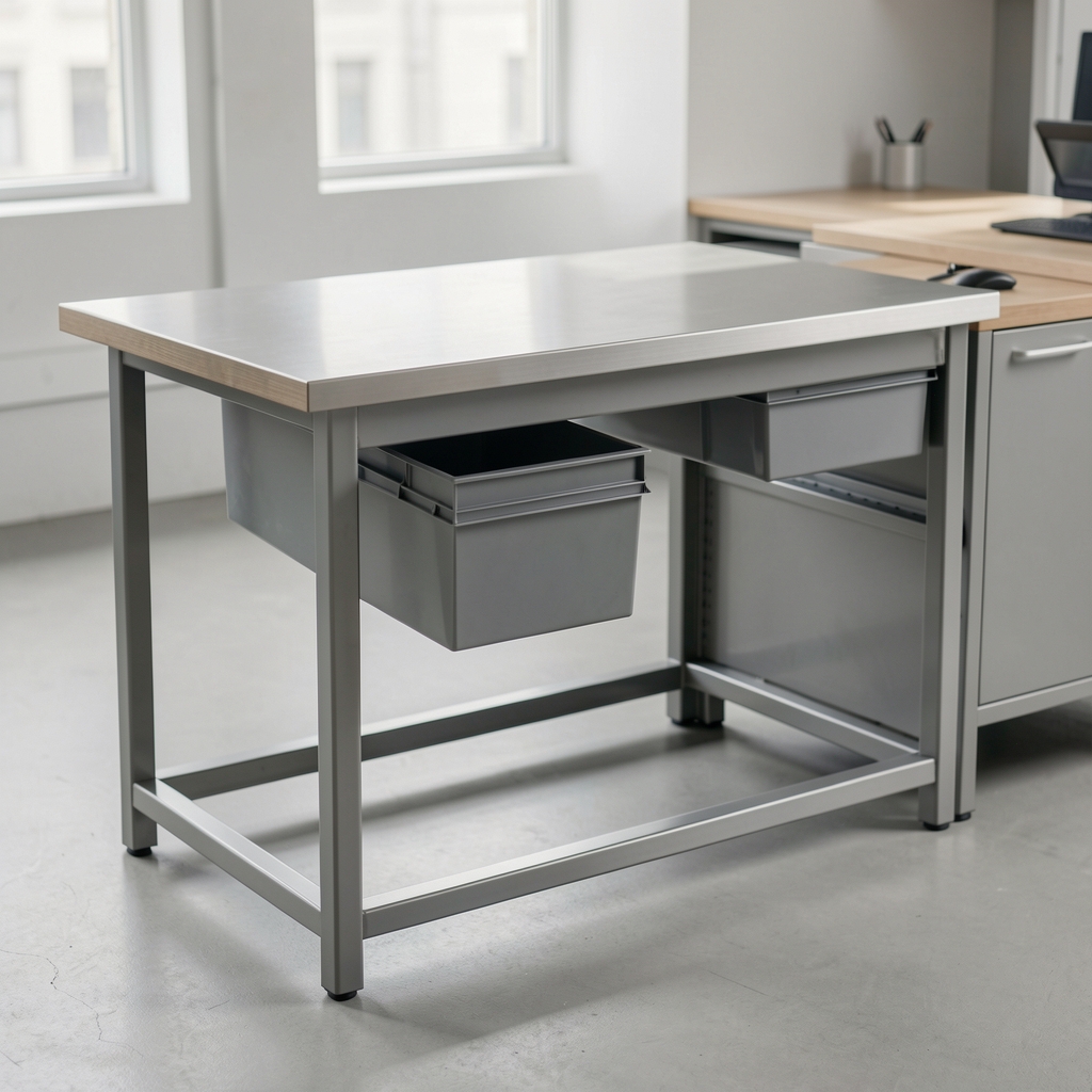 Banc de lucru profesional din otel cu sertar si polita de depozitare Wolfcraft Master Cut 1500